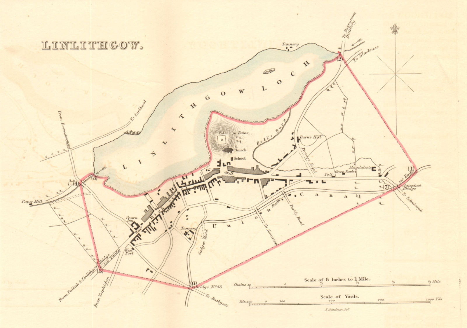LINLITHGOW borough/town plan for the REFORM ACT. Scotland 1832 old antique map